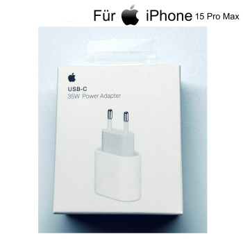 Apple iPhone 15 35W Ladegerät MHJJ83ZM/A + 1m USB‑C auf USB-C MQKJ3ZM/A Ladekabel